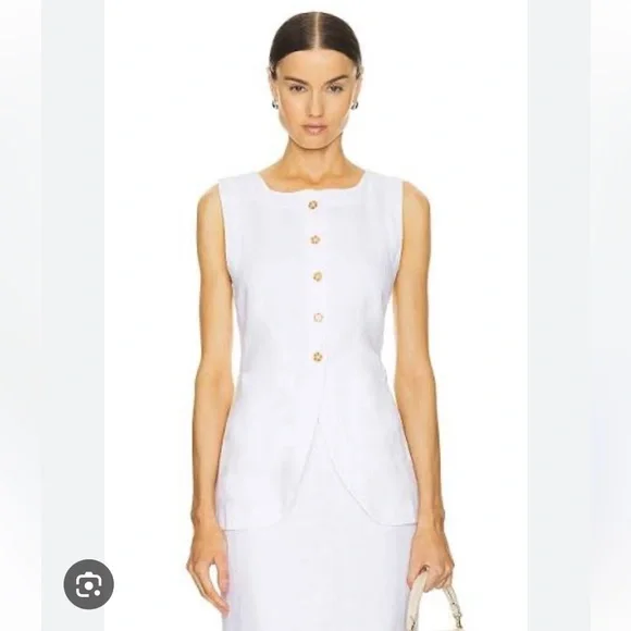 Posse White Emma Vest in Linen. Size L. - Picture 2 of 7